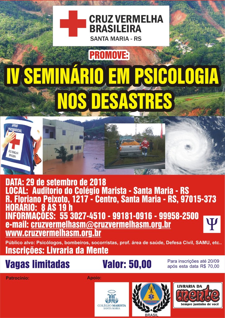 CARTAZ SEMINARIO PSICOLOGIA NOS DESASTRES 2018.